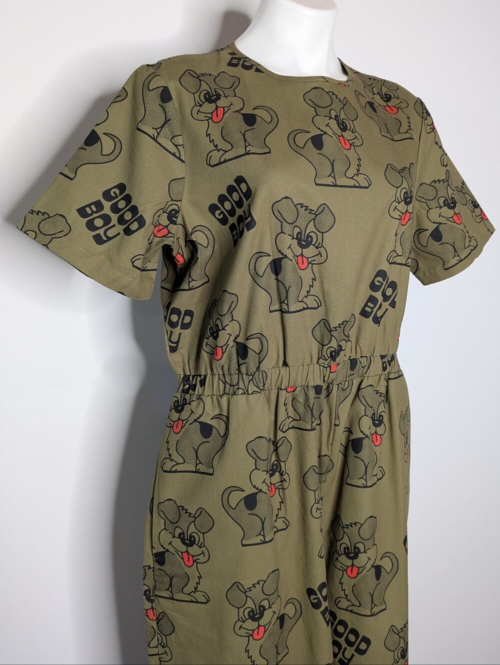 Lazy Oaf Green Good Boy Cartoon Dog Streetwear Kitsch Unique Cotton Jumpsuit 14 - Picture 2 of 9